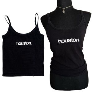 Premium Goods HOUSTON Texas black summer cropped tank top size large